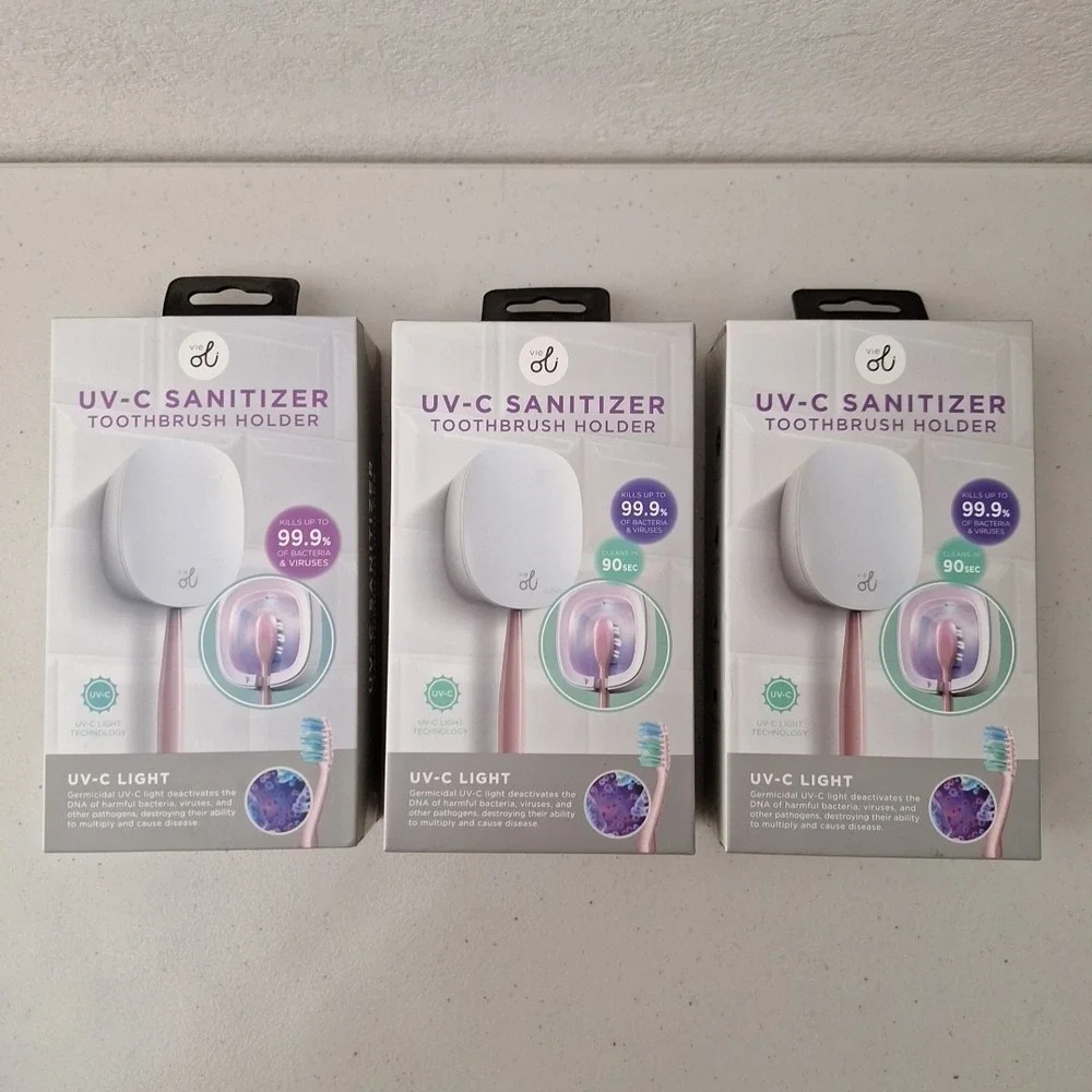 3 Packs, Vie UV-C Toothbrush Sanitizers Portable Sterilizer Cover Holder Case